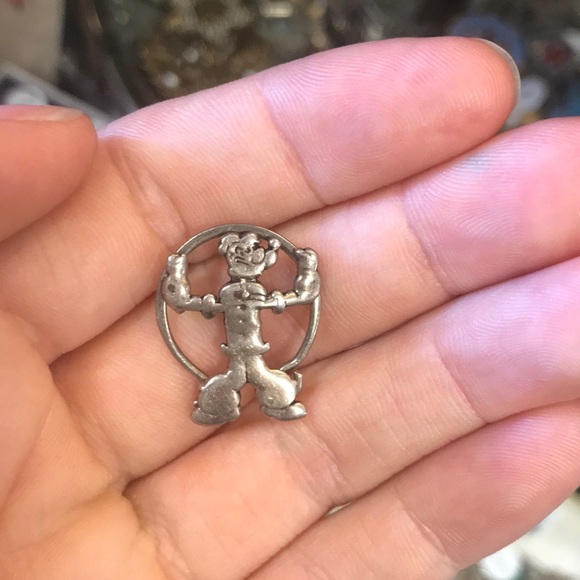 Popeye Sterling Silver Charm Signed KSF - Picture 3 of 4